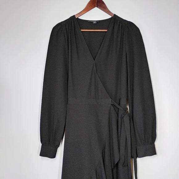 Yumi Kim Casanova Long Sleeve Wrap Dress Black Formal Cocktail Wedding Guest XS - Picture 4 of 15